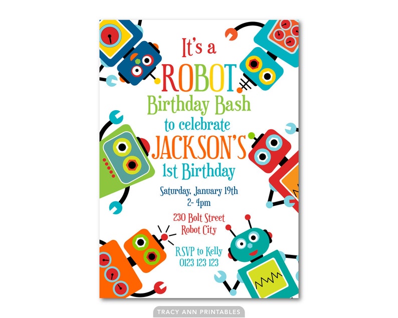 Fun Robot Birthday Invitation Printable Birthday Invitation | Etsy