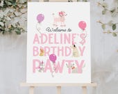 Dog Birthday Welcome Sign, Pink Puppy Party Welcome Poster Template, Girl Birthday Pawty Decorations, Printable Puppies Party Signs B939
