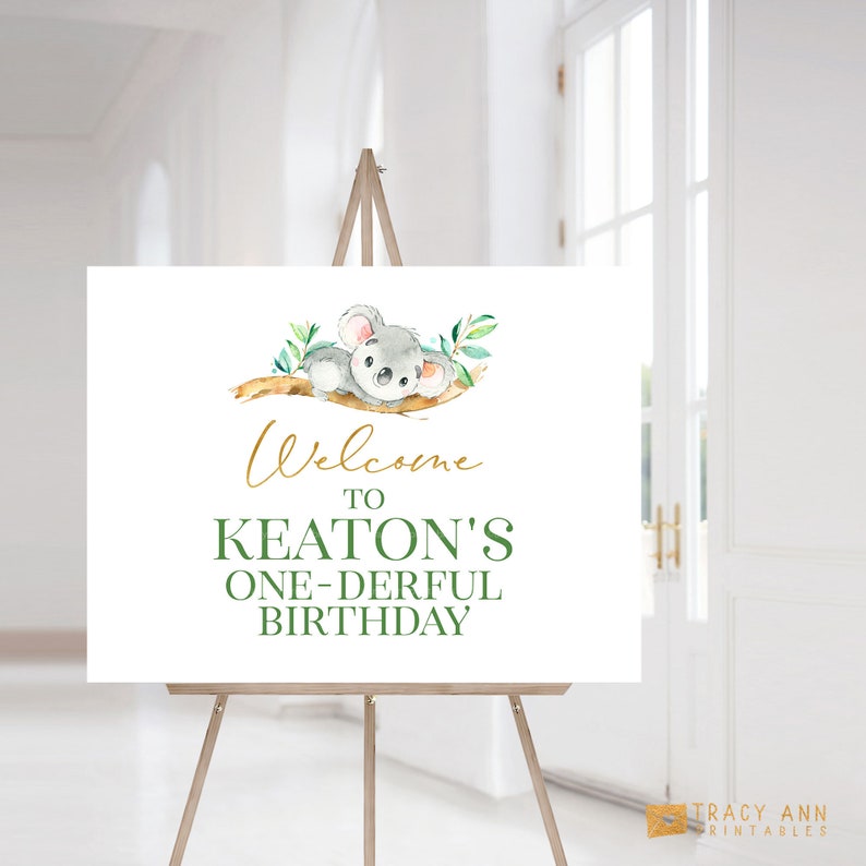 Koala Birthday Decor Australian Welcome Party Sign Printable Sign Koala Birthday Welcome Sign 3686 1st Birthday Decor