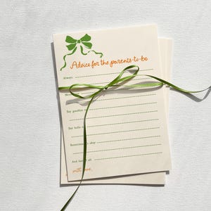 Cartes de conseils pour baby shower Little Cutie, carte de conseils à imprimer pour les futurs parents, conseils pour maman, jeux de baby shower orange B931