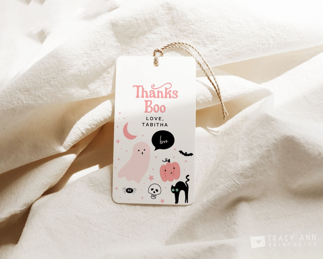 Pink Spooky One Favor Tag Editable Girl Halloween Birthday - Etsy