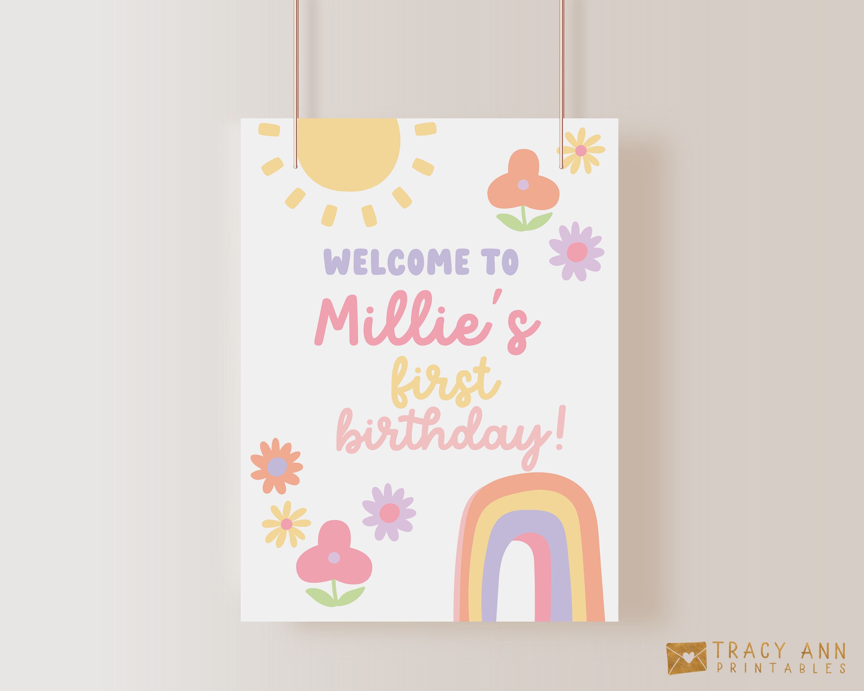 1st Birthday Party Sign, Welcome Sign, First Year Baby Sign, One Birthday  Poster, Editable Template, Instant, Templett 0031-312LS 