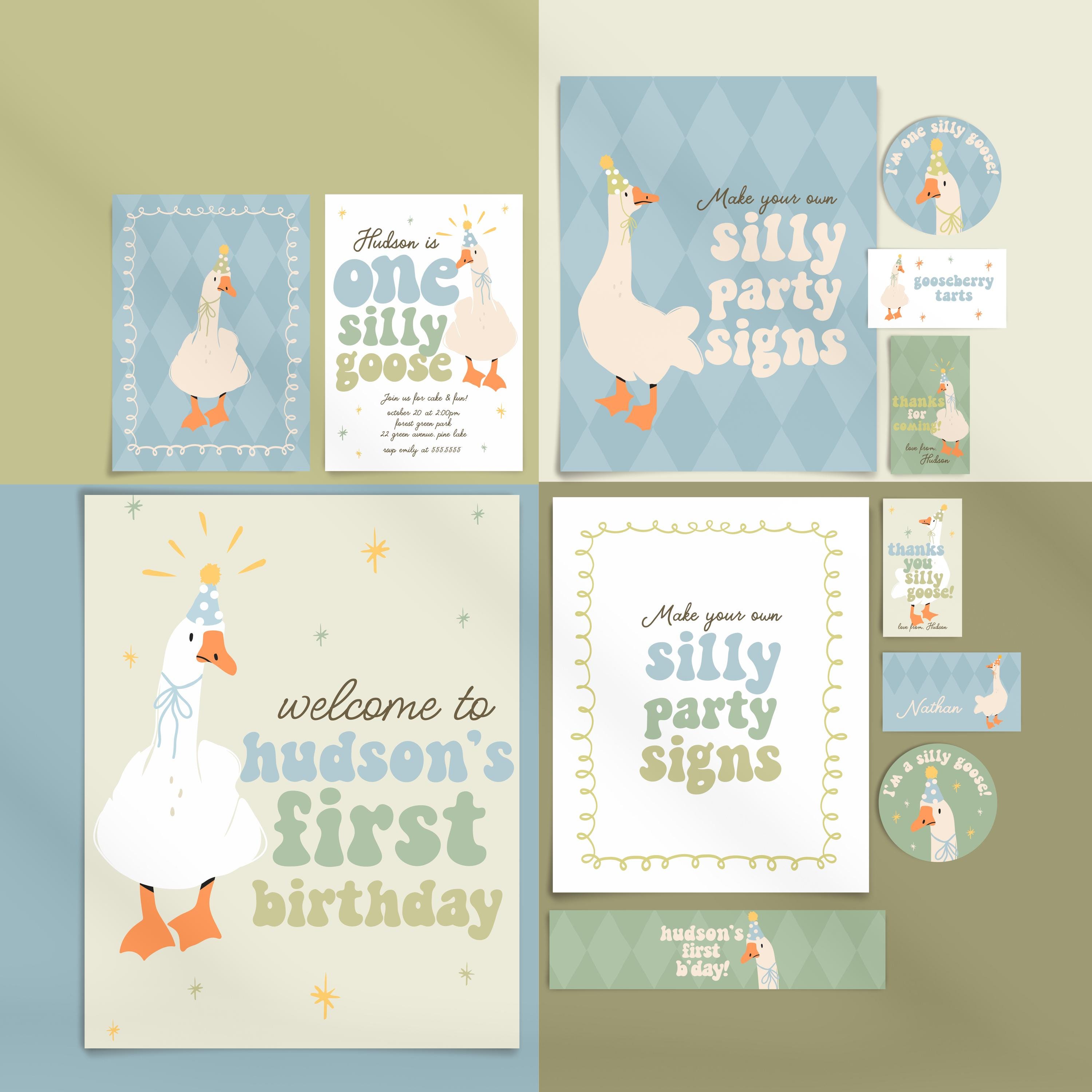 Silly Goose Twin Birthday Invitation, Twins Silly Geese Birthday Party ...