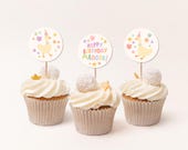 Silly Goose Cupcake Toppers, Girl Birthday Party Printable Cake Circle Template C313