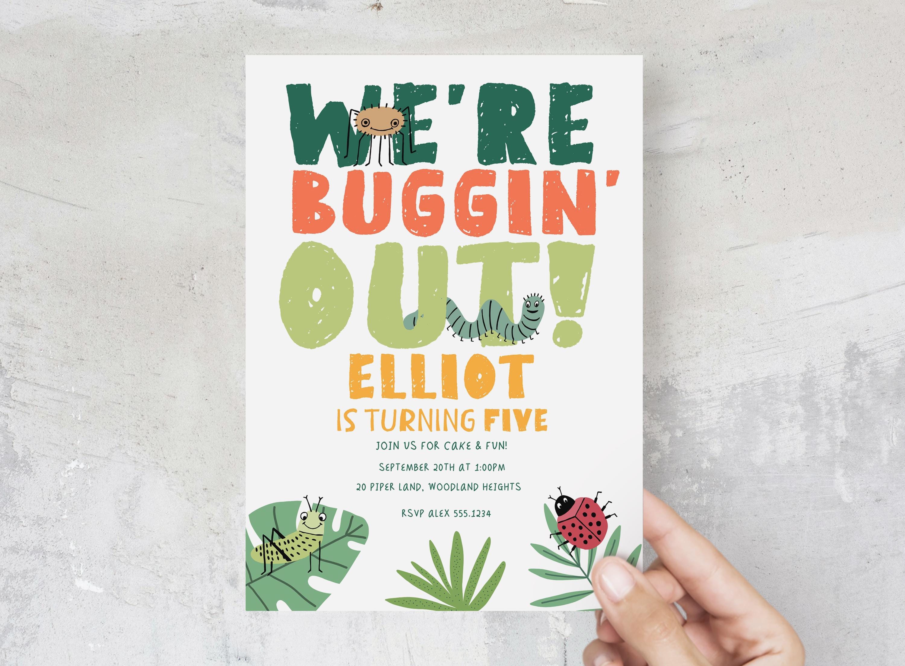 Bug Birthday Party Invitation, We're Bugging Out Insect Birthday Invite ...