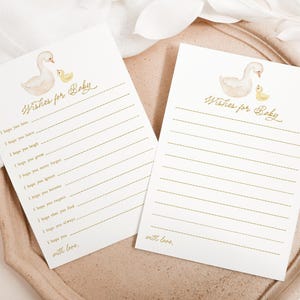 Plantilla de tarjeta de deseos para bebé con forma de ganso, tarjeta de deseos para bebé, actividad de baby shower con forma de ganso de género neutro, juego de baby shower imprimible B866 B867 B868
