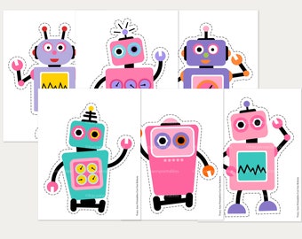 Robot Party Decorations Printable Boy Birthday Robot Cut Outs DIY Party Decor Sci Fi Birthday Instant Download 1120