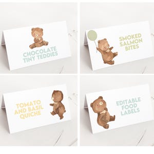 Étiquettes d'anniversaire ours, marque-places 1er anniversaire nounours, carte tente premier anniversaire garçon, décorations de fête premier anniversaire Beary B185
