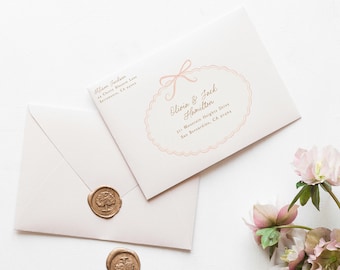 Baby Shower Envelope Address Template, Printable A7 Envelope Address and Return Label Template, Pink Bow Baby Shower Decorations B866