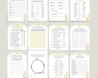 Goose Baby Shower Games, Printable Boy Baby Shower Game Bundle, Silly Goose Baby Shower Activities Set Editable C038