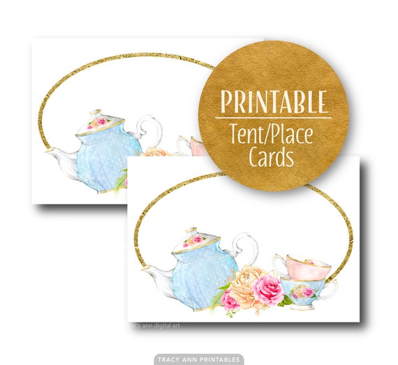tea party buffet or tent place cards printable buffet cards etsy tea party place cards printable