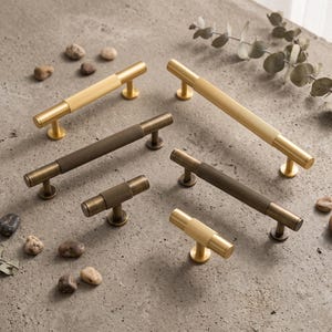 Moderne geribbelde kastgrepen, ladehandgrepen, meubelbeslag, keukenkastgrepen, minimalistische T-vormige handgrepen, kledingkast- en dressoirbeslag.