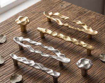 Tirador orgánico para armario, tirador escultural para cajón, herrajes ondulados para armario, tirador moderno para cómoda, tirador artístico para armario de cocina, pomo para mueble