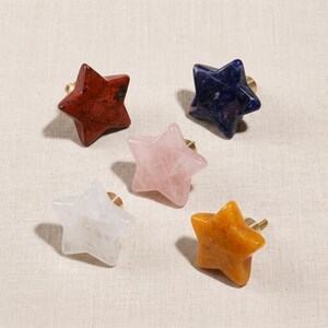 Pomello per mobile a stella in pietra naturale, maniglia per cassetto in cristallo, maniglia per mobili celestiale, ferramenta per mobili da cucina in pietra preziosa, arredamento moderno boho per la casa.