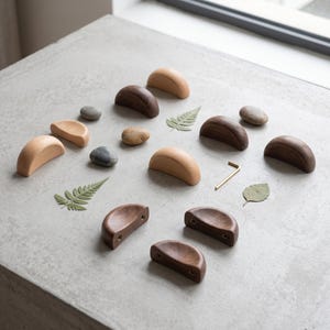 Natural Wood Cabinet Knobs Half Moon Drawer Pulls Minimalist Furniture Handles Modern Kitchen Hardware Scandinavian Home Decor Upgrade