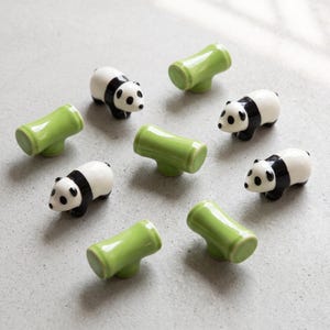 Panda Cabinet Knob Bamboo Drawer Pull Cute Animal Furniture Hardware Kids Room Cabinet Handle Nursery Dresser Wardrobe Decorative Hardware