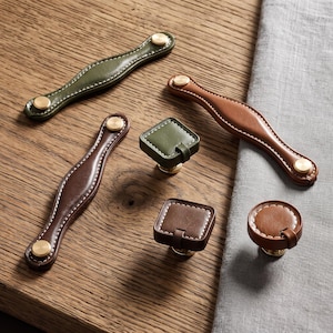 Leather Cabinet Pull Drawer Handle Decorative Cabinet Knob Dresser Pull Kitchen Cupboard Handle Modern Furniture Hardware Wardrobe Pull