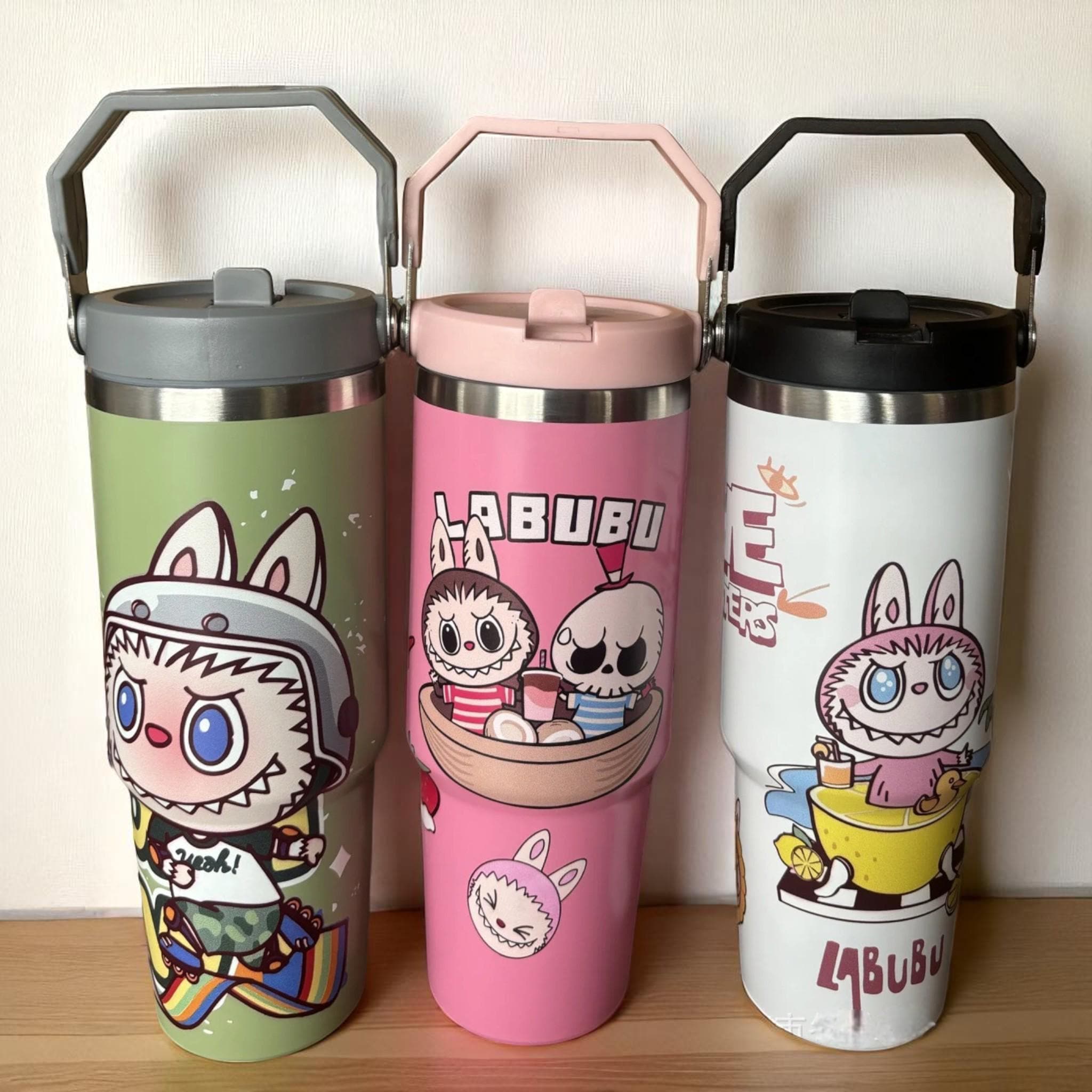 Custom Labubu Monster 30oz Tumbler Water Bottle Labubu Macaron Monsters Tumbler Gift for Her Kids