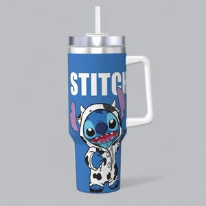 Vaso Stitch de 113 ml: una linda taza de café para ella, ideal para amantes de Lilo y Stitch, ideal para el coche, ideal para niños y estudiantes.