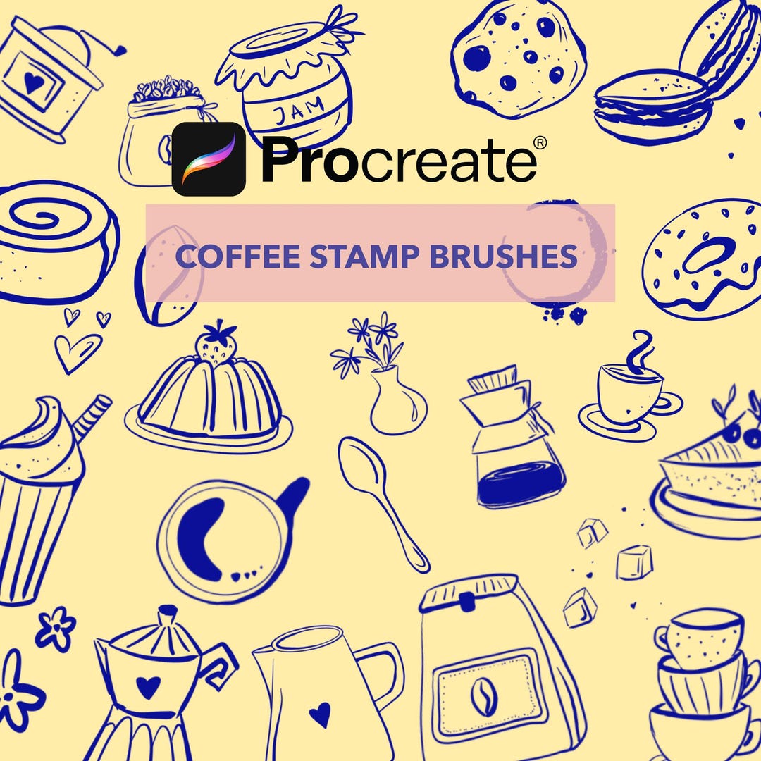 Procreate Coffee Stamp Brushes – 40 Cafe & Bakery Doodle Stamps - Etsy