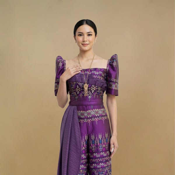 Violetta Silk Brocade Filipiniana Set | Camisa Filipina