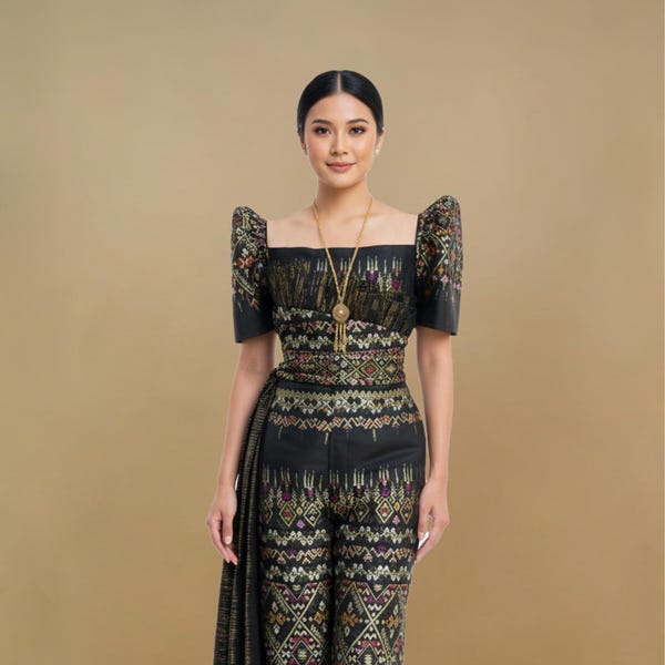 Mayumi Silk Brocade Filipiniana Set | Camisa Filipina
