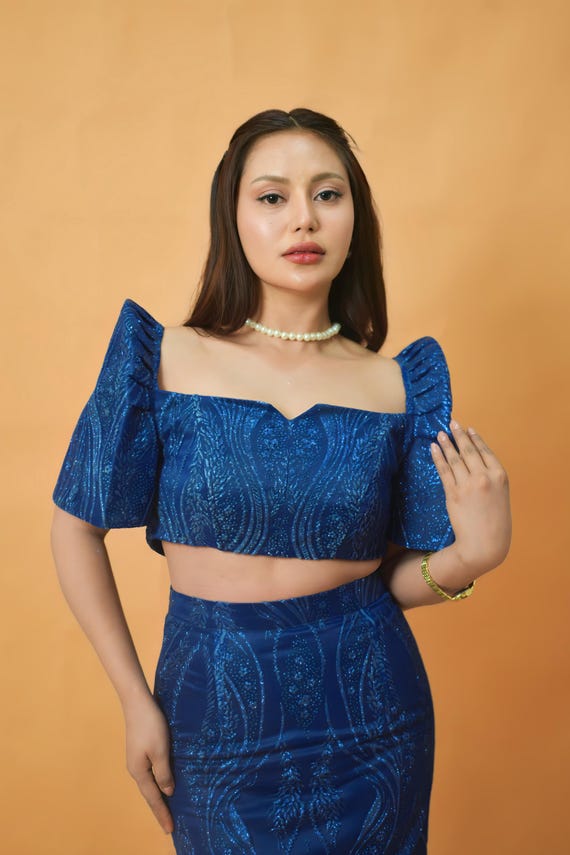 modern filipiniana dress blue Two beautiful women rocking custom powder blue modern Filipiniana gowns by  Rei Escario, blending classic charm with a fresh twist. #REIESCARIO  #fashiondesigner #filipiniana