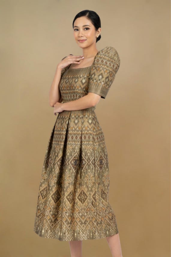 filipiniana dress brown CASSANDRA FILIPINIANA DRESS