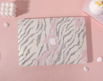 Funda rígida para MacBook Air con estampado de cebra en rosa ruborizado para MacBook Air 11/13/15 Pro 13/14/15/16 2021 2022 2023