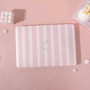 Blush Pink & White Stripe Macbook Air Case | Hard Laptop Case for Macbook Air 11/13/15 Pro 13/14/15/16 2021 2022 2023 Cover |Laptop Sleeve