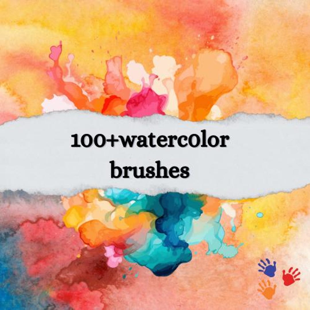 100 Watercolor Brushes for Procreate | Hand-painted Paint, Ink Texture ...