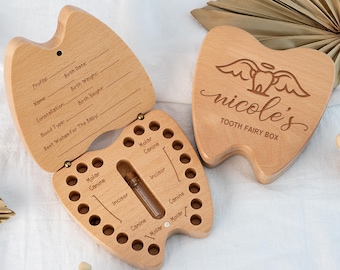 Zahnfee-Box Benutzerdefinierter Name eingraviert, Milchzahnbox, personalisierte Baby-Zahnbox aus Holz, Zahnaufbewahrungsbox, Kinder-Unisex-Geschenk, Andenken