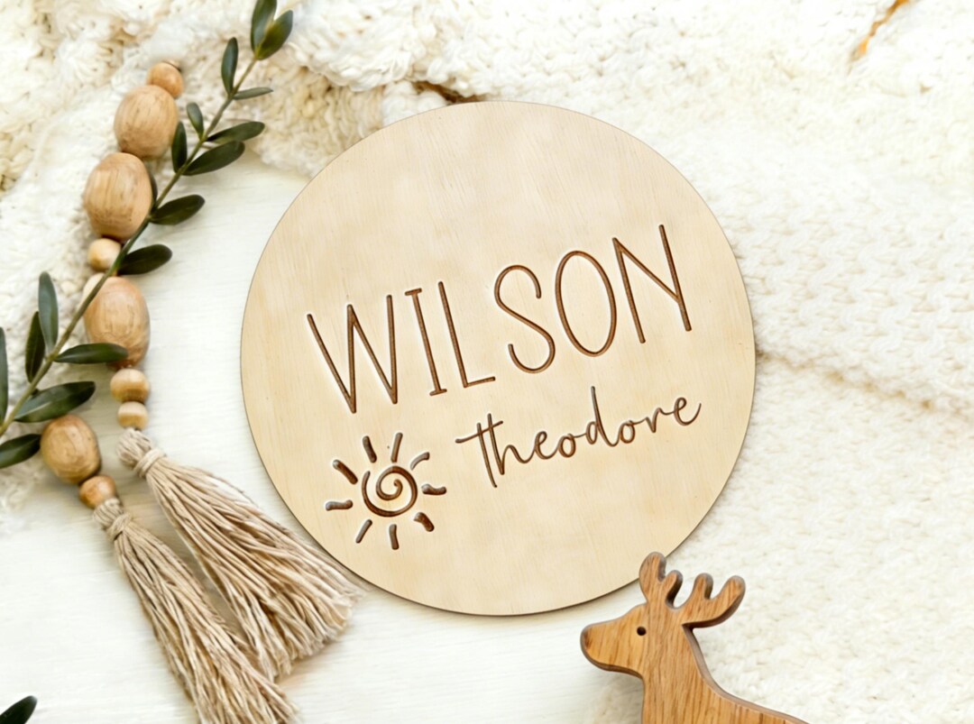 Custom Baby Name Sign With Birth Stats,wooden Birth Announcement Discs ...