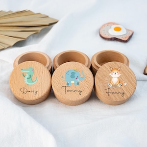 Tooth Fairy Box - Personalised Wood Tooth Fairy Coin Box - Baby Boy Baby Girl Tooth Box Keepsake - Christening Gift - Custom Milk Teeth Box