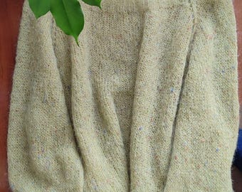 Hand Knit Oversize Sweater: Lemon Pastel Yarn with Speckles