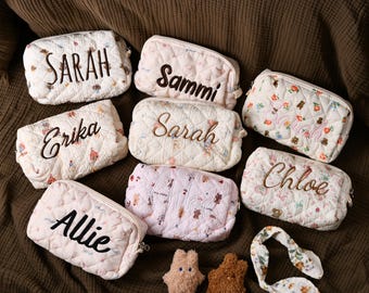 Personalized embroidered travel toiletry bag. Suitable for wedding parties and bridesmaid gifts