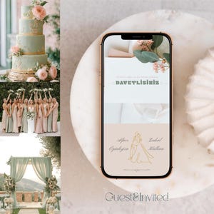 Faire-part de mariage numérique avec enveloppe rose + RSVP | Lien personnalisé élégant
