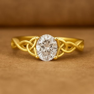 Natural Oval Cut Diamond Gemstone Ring 14k Gold / 925 Sterling Ring