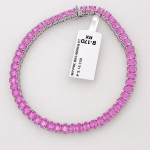 Pink Sapphire Tennis Bracelet: 925 Sterling Silver, Handmade Jewelry