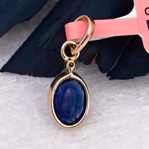 Real Blue Sapphire Pendant in 14k Yellow Gold | Minimalist Birthstone Jewelry | Handmade Sapphire Charm