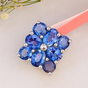 Natural Blue Sapphire Cluster Pendant in 14k White Gold | September Birthstone Jewelry Gift