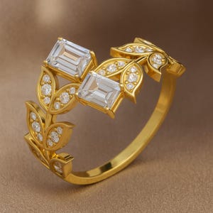Baguette Lab Grown Diamond Ring: 14k Gold & Sterling Silver Anniversary Jewelry