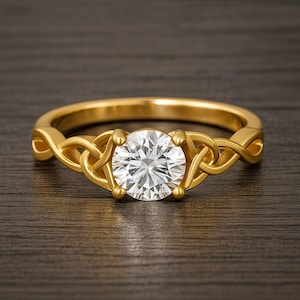 Diamond Promise Ring: Celtic Knot, 14k Gold or Sterling Silver