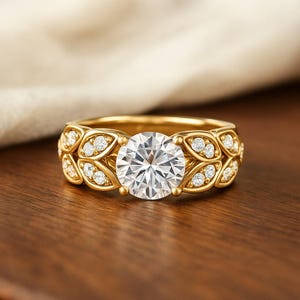 Lab Grown Diamond Ring: 14k Gold or Sterling Silver April Birthstone