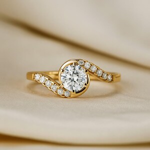 Lab Grown Diamond Ring: 14k Gold or Sterling Silver Statement Ring