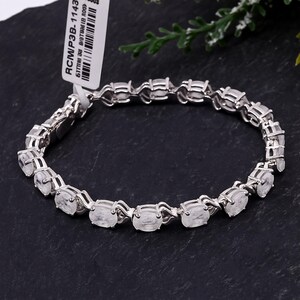 Rainbow Moonstone Bracelet: Sterling Silver Infinity Link, June Birthstone