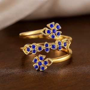 Tanzanite Gemstone Ring: Handmade Floral 14k Gold or Sterling Silver
