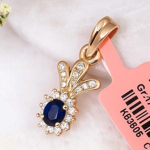 14K Gold Sapphire and Diamond Pendant | Natural Blue Sapphire Necklace | Elegant Gold Jewelry Gift