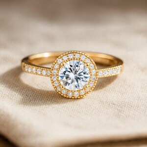 Lab Grown Diamond Statement Ring: 14k Gold or Sterling Silver, April Birthstone