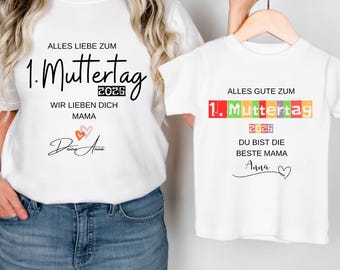 Muttertag Familien Outfit | Personalisierte T-Shirts Partnerlook | Geschenk für Mama Papa